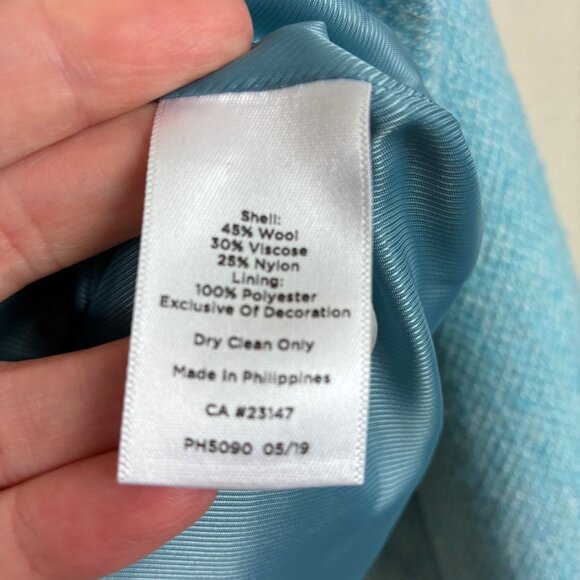 Talbots Wool Band-Collar Jacket Sky Blue Size 10 Casual Old money - Picture 6 of 8